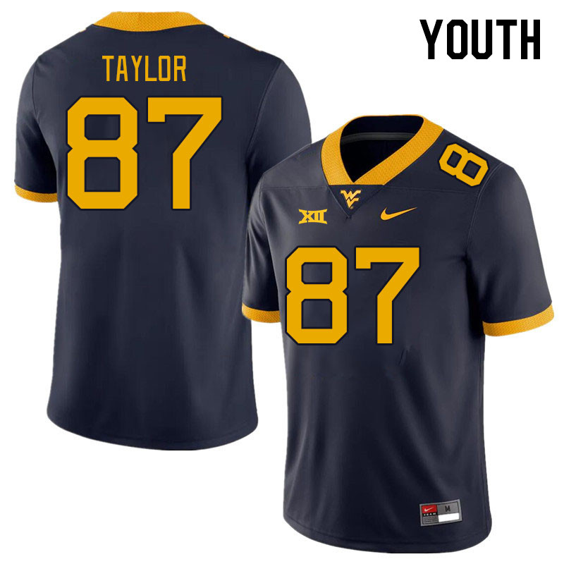 Youth #87 Kole Taylor West Virginia Mountaineers College Football Jerseys Stitched Sale-Navy